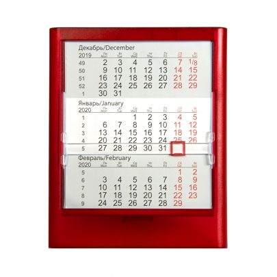 Календарь настольный на 2 года ; прозрачно-красный; 12
