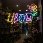 Неоновая вывеска «Цветы с большой ромашкой» — разноцветный LED неон для витрины