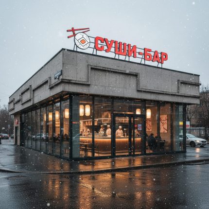 Световая крышная установка (вывеска) для суши-бара