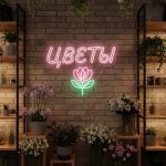 Неоновая вывеска «Цветы с лотосом» — стиль и гармония для вашего магазина