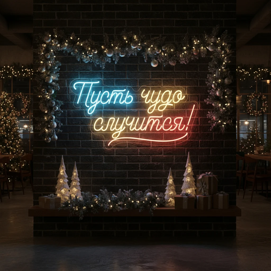 неоновая вывеска чудо Неоновая вывеска «Пусть чудо случится!» — изображение 1
