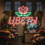 Неоновая вывеска «Цветы с лотосом» — стильное украшение для витрины и интерьера