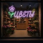 Неоновая вывеска «Цветы с лепестком» — нежный акцент для витрины и интерьера