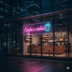 Неоновая вывеска «Кофе с собой стакан»