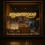 Неоновая вывеска «Кондитерская» жёлтая