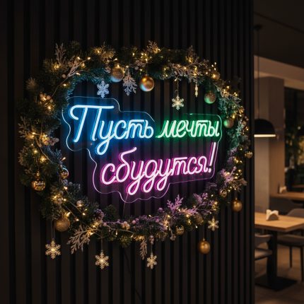 Неоновая вывеска «Пусть мечты сбудутся!»