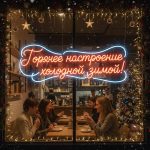 Неоновая вывеска «Горячее настроение холодной зимой!»