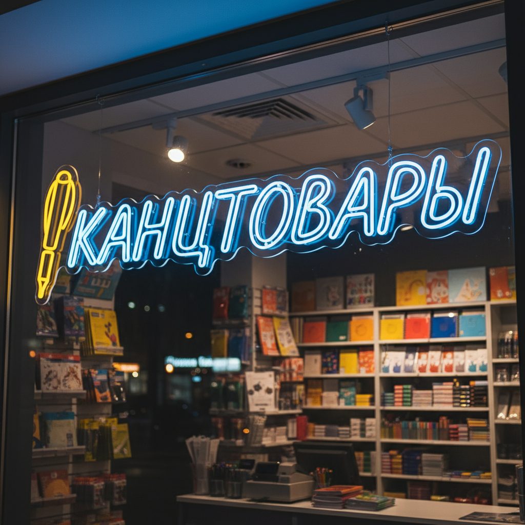 неоновая вывеска канцелярский (2)