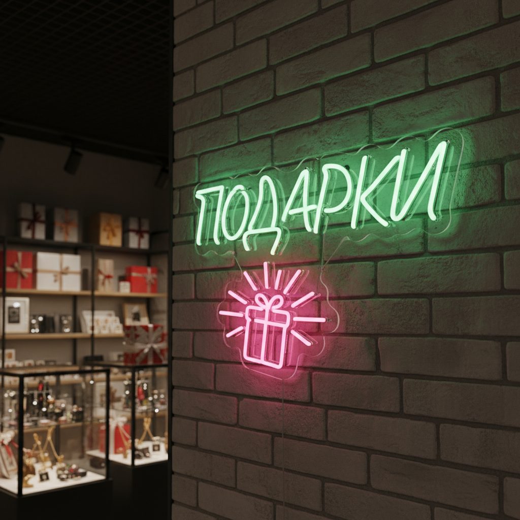 неоновая вывеска подарки (5)