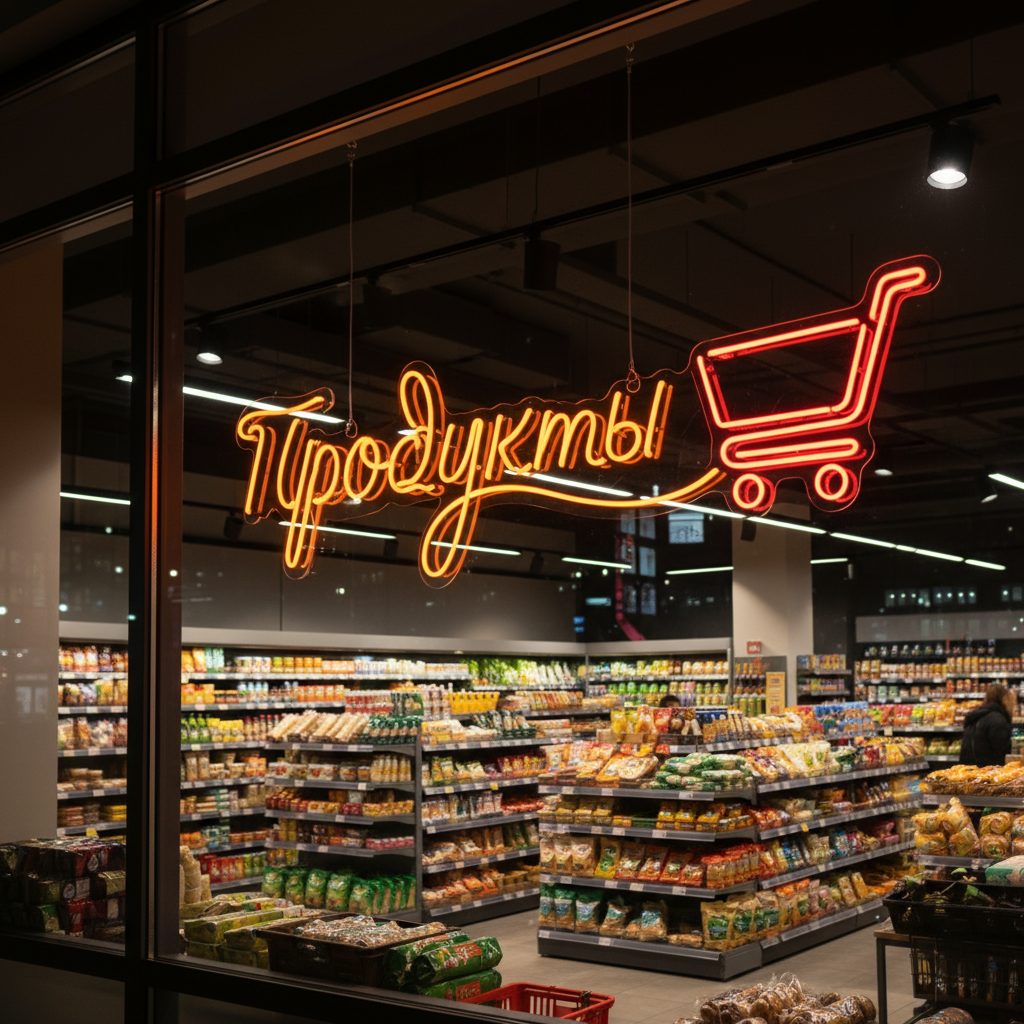 неоновая вывеска продукты (4)