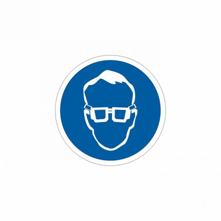 Знак M18 «Работать в защитных очках» 200×200 мм по ГОСТ Р 12.4.026-2015