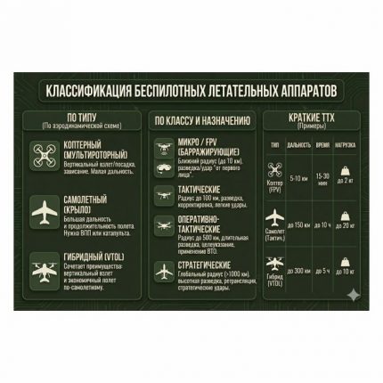 Стенд Классификация беспилотных летательных аппаратов ПВХ 1000х1500 мм