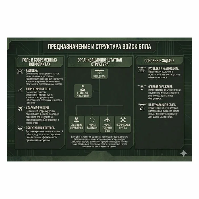 ПРЕДНАЗНАЧЕНИЕ И СТРУКТУРА ВОЙСК БПЛА стенд Стенд Предназначение и структура войск БПЛА — изображение 1