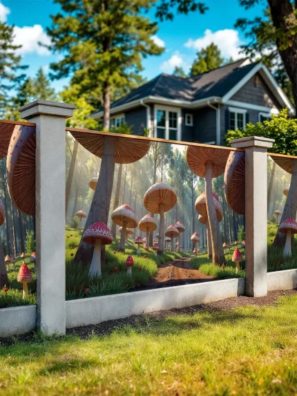 Фото забор для дачи грибы великаны 6 х 1,5 м стандарт – грандиозный декор для протяженных заборов