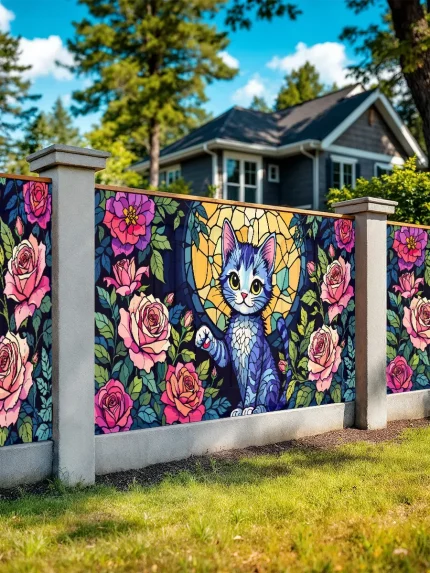 Сетка для забора с рисунком кот 6 х 1,5 м стандарт – грандиозный декор для протяженных заборов
