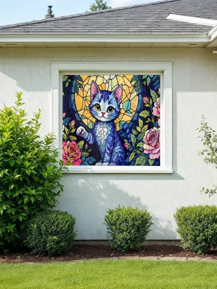 Сетка для забора с рисунком кот 1,5 х 1,5 м – преобразите забор, дачу, сад!