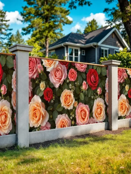 Фотосетки розы 6 х 1,5 м стандарт – идеальное решение для длинного забора