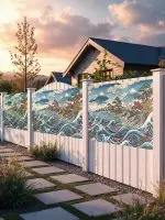 Забор декоративный фотосетка японская гравюра — изображение 9
