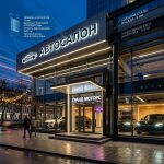 Интерьерная вывеска для автосалона в ТЦ с контражурной подсветкой