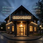 Интерьерная вывеска для бани и сауны в ТЦ с контражурной подсветкой