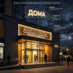 Интерьерная вывеска для дома быта в ТЦ с контражурной подсветкой