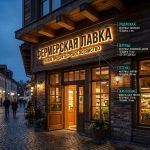 Интерьерная вывеска для фермерской лавки в ТЦ с контражурной подсветкой
