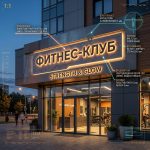 Интерьерная вывеска для фитнес-клуба в ТЦ с контражурной подсветкой