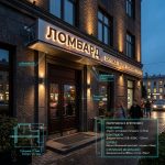 Интерьерная вывеска для ломбарда в ТЦ с контражурной подсветкой
