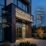Интерьерная вывеска для медицинской лаборатории в ТЦ с контражурной подсветкой