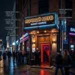 Интерьерная вывеска для ночного клуба в ТЦ с контражурной подсветкой