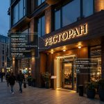 Интерьерная вывеска для ресторана в ТЦ с контражурной подсветкой