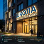 Интерьерная вывеска для школы в ТЦ с контражурной подсветкой
