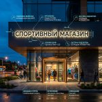 Интерьерная вывеска для спортивного магазина в ТЦ с контражурной подсветкой