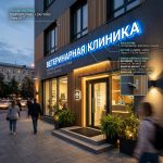 Интерьерная вывеска для ветеринарной клиники в ТЦ с контражурной подсветкой