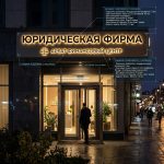 Интерьерная вывеска для юридической фирмы в ТЦ с контражурной подсветкой