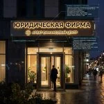 Интерьерная вывеска для юридической фирмы в ТЦ с контражурной подсветкой