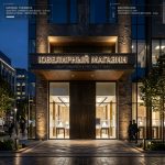 Интерьерная вывеска для ювелирного магазина в ТЦ с контражурной подсветкой