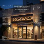 Интерьерная вывеска для зоомагазина в ТЦ с контражурной подсветкой