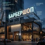 Световая крышная установка (вывеска) для барбершопа