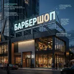 Световая крышная установка (вывеска) для барбершопа