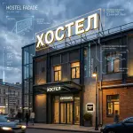 Световая крышная установка (вывеска) для хостела