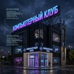 Световая крышная установка (вывеска) для компьютерного клуба (киберарены)