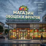 Световая крышная установка (вывеска) для магазина овощей и фруктов