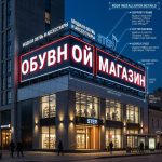 Световая крышная установка (вывеска) для обувного магазина