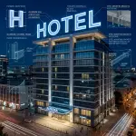 Световая крышная установка (вывеска) для отеля (и гостиницы)