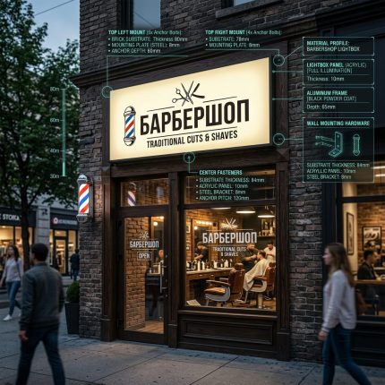 Световой короб (лайтбокс) для барбершопа