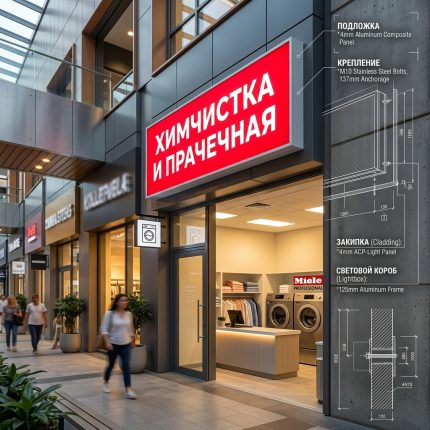 Световой короб (лайтбокс) для химчистки и прачечной