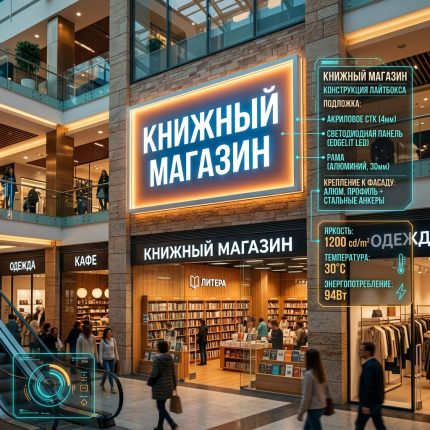 Световой короб (лайтбокс) для книжного магазина