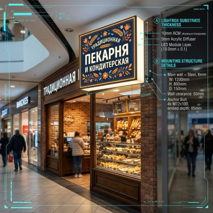 Световой короб (лайтбокс) для пекарни и кондитерской