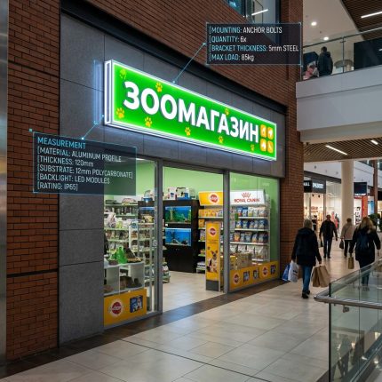 Световой короб (лайтбокс) для зоомагазина